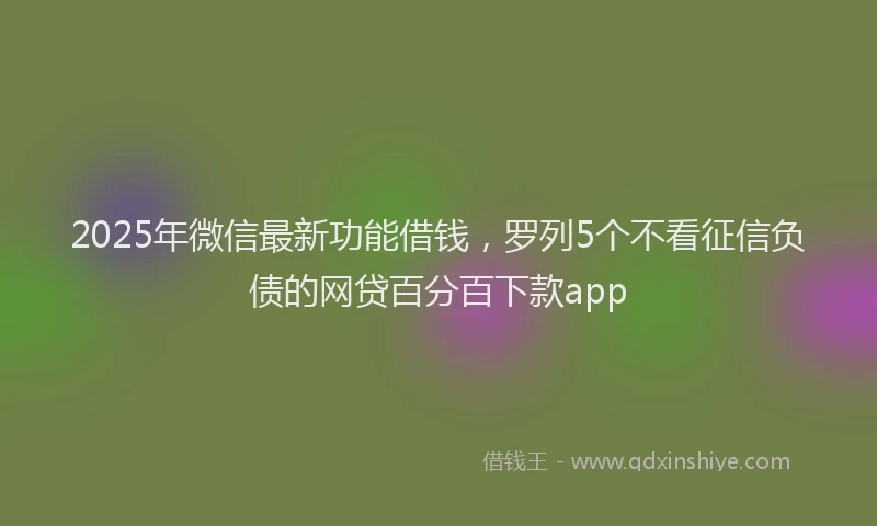 2025年微信最新功能借钱，罗列5个不看征信负债的网贷百分百下款app