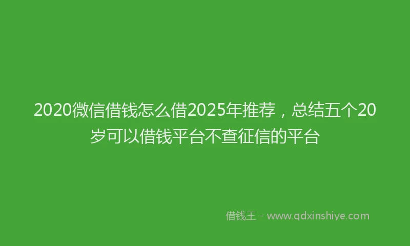 2020微信借钱怎么借2025年推荐，总结五个20岁可以借钱平台不查征信的平台