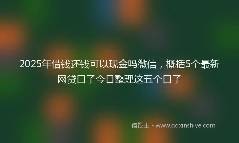 2025年借钱还钱可以现金吗微信，概括5个最新网贷口子今日整理这五个口子
