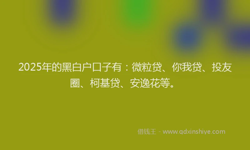 2025年的黑白户口子有：微粒贷、你我贷、投友圈、柯基贷、安逸花等。