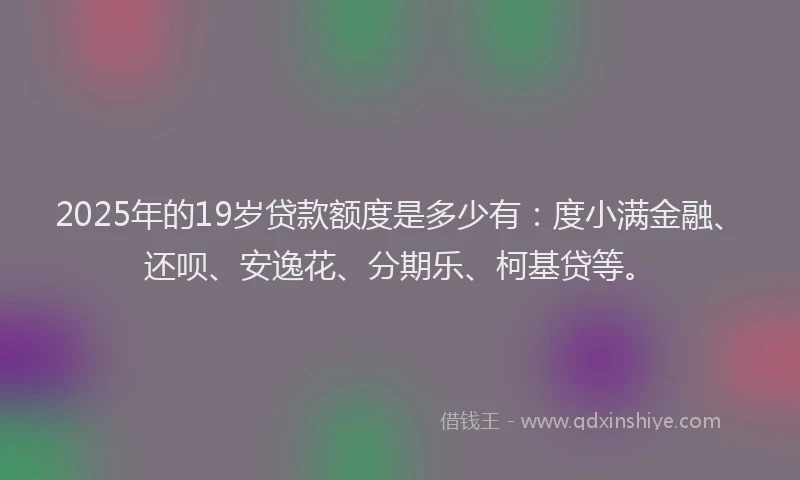 2025年的19岁贷款额度是多少有：度小满金融、还呗、安逸花、分期乐、柯基贷等。