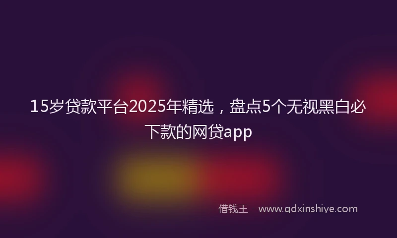 15岁贷款平台2025年精选，盘点5个无视黑白必下款的网贷app