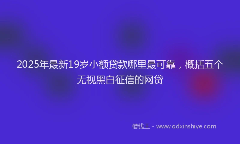 2025年最新19岁小额贷款哪里最可靠，概括五个无视黑白征信的网贷