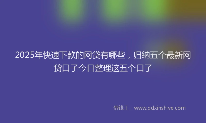 2025年快速下款的网贷有哪些，归纳五个最新网贷口子今日整理这五个口子
