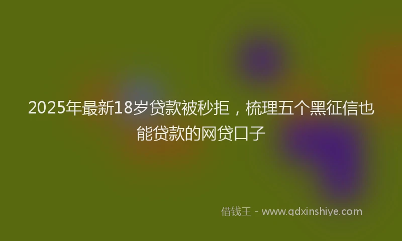 2025年最新18岁贷款被秒拒，梳理五个黑征信也能贷款的网贷口子