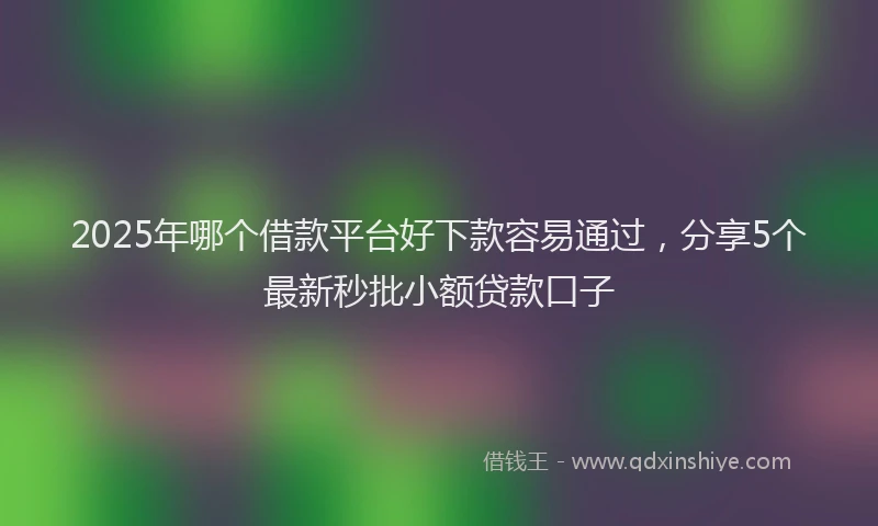 2025年哪个借款平台好下款容易通过，分享5个最新秒批小额贷款口子