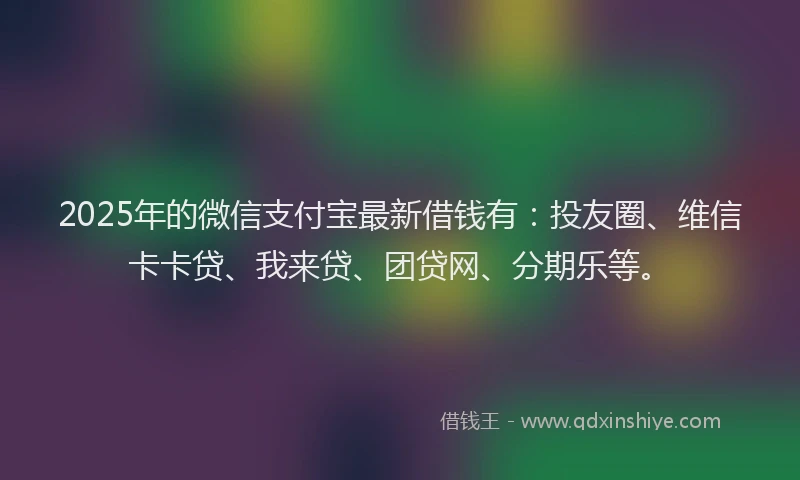 2025年的微信支付宝最新借钱有：投友圈、维信卡卡贷、我来贷、团贷网、分期乐等。