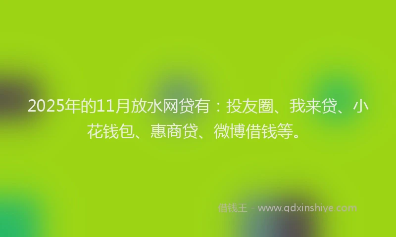 2025年的11月放水网贷有：投友圈、我来贷、小花钱包、惠商贷、微博借钱等。