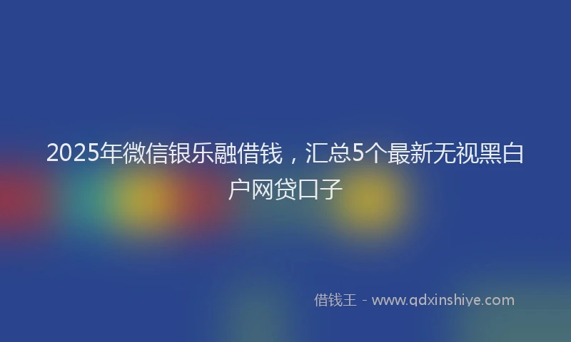 2025年微信银乐融借钱，汇总5个最新无视黑白户网贷口子