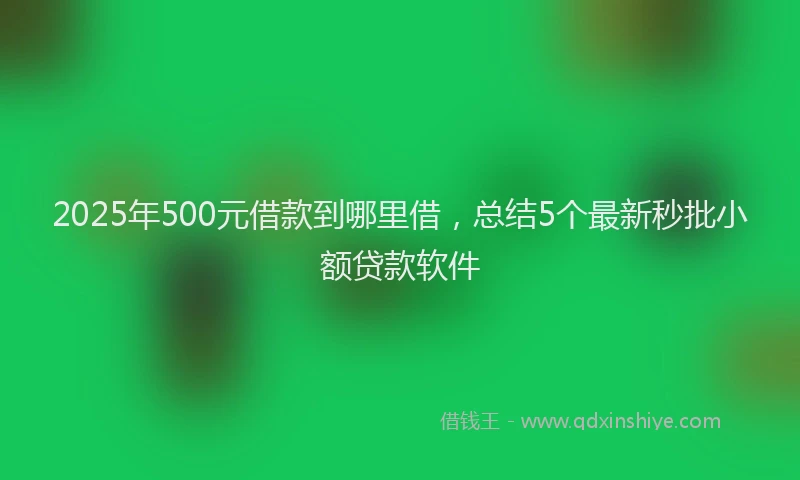 2025年500元借款到哪里借，总结5个最新秒批小额贷款软件