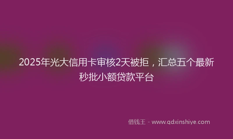 2025年光大信用卡审核2天被拒，汇总五个最新秒批小额贷款平台