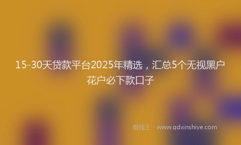15-30天贷款平台2025年精选，汇总5个无视黑户花户必下款口子