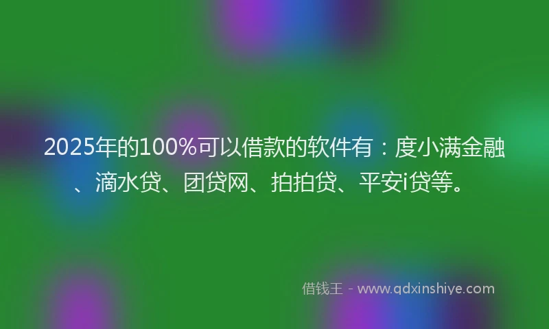 2025年的100%可以借款的软件有：度小满金融、滴水贷、团贷网、拍拍贷、平安i贷等。