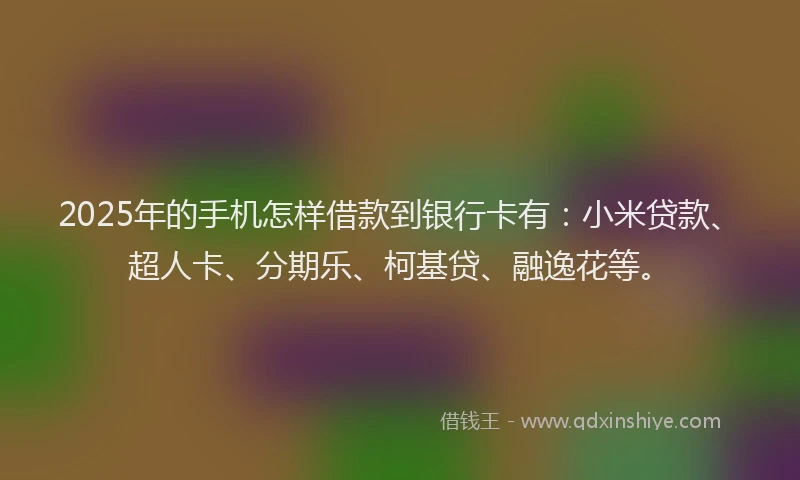 2025年的手机怎样借款到银行卡有：小米贷款、超人卡、分期乐、柯基贷、融逸花等。