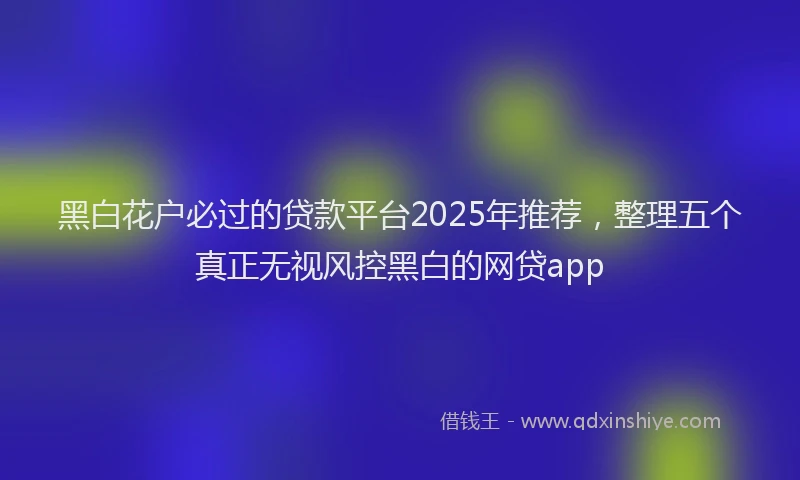 黑白花户必过的贷款平台2025年推荐，整理五个真正无视风控黑白的网贷app