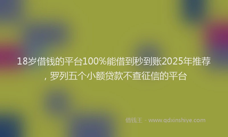 18岁借钱的平台100%能借到秒到账2025年推荐，罗列五个小额贷款不查征信的平台