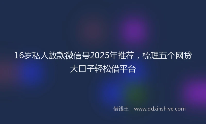 16岁私人放款微信号2025年推荐，梳理五个网贷大口子轻松借平台