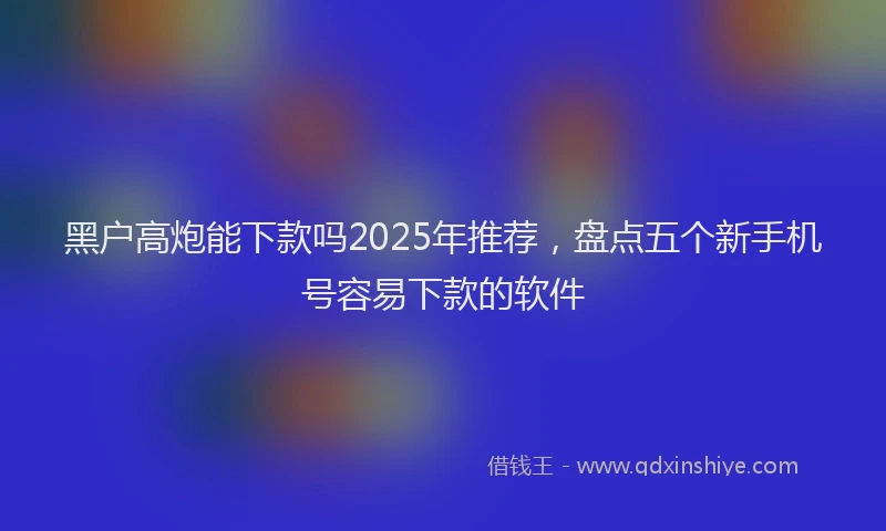 黑户高炮能下款吗2025年推荐，盘点五个新手机号容易下款的软件