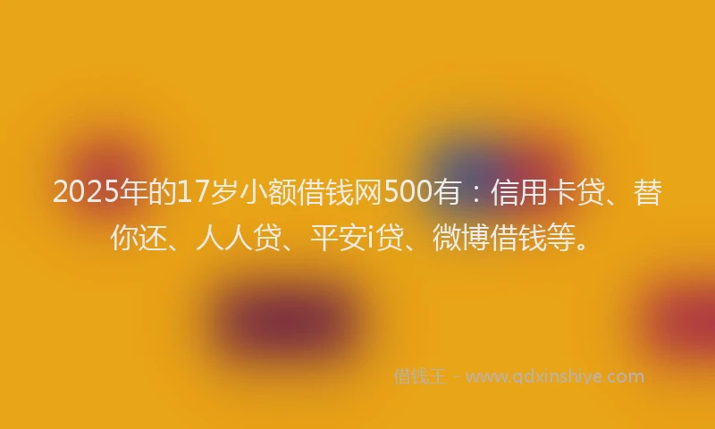 2025年的17岁小额借钱网500有：信用卡贷、替你还、人人贷、平安i贷、微博借钱等。