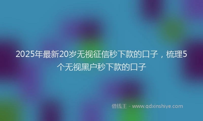 2025年最新20岁无视征信秒下款的口子，梳理5个无视黑户秒下款的口子