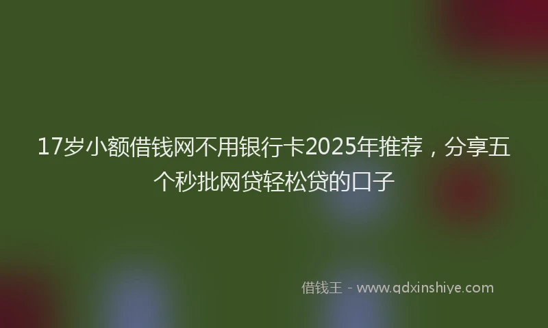 17岁小额借钱网不用银行卡2025年推荐，分享五个秒批网贷轻松贷的口子