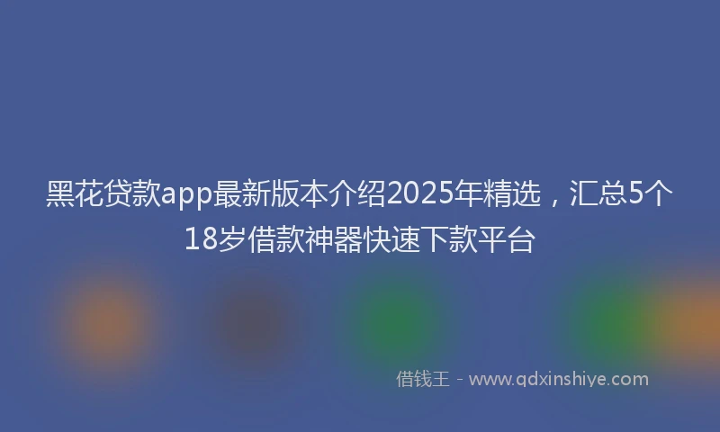 黑花贷款app最新版本介绍2025年精选，汇总5个18岁借款神器快速下款平台