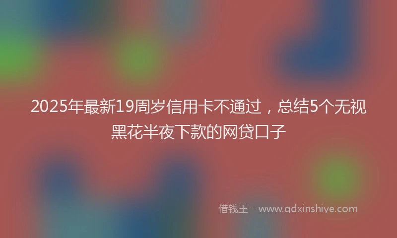 2025年最新19周岁信用卡不通过，总结5个无视黑花半夜下款的网贷口子