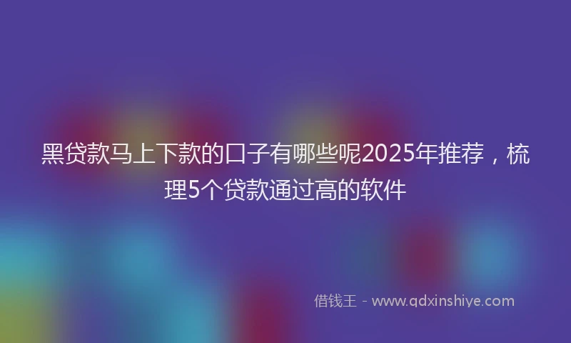 黑贷款马上下款的口子有哪些呢2025年推荐，梳理5个贷款通过高的软件