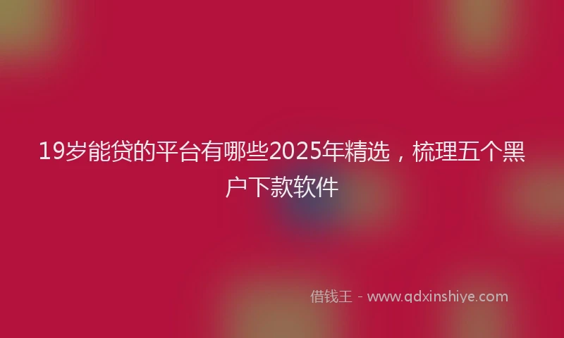 19岁能贷的平台有哪些2025年精选，梳理五个黑户下款软件