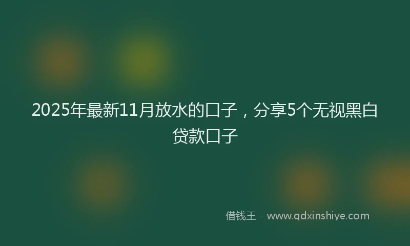2025年最新11月放水的口子，分享5个无视黑白贷款口子