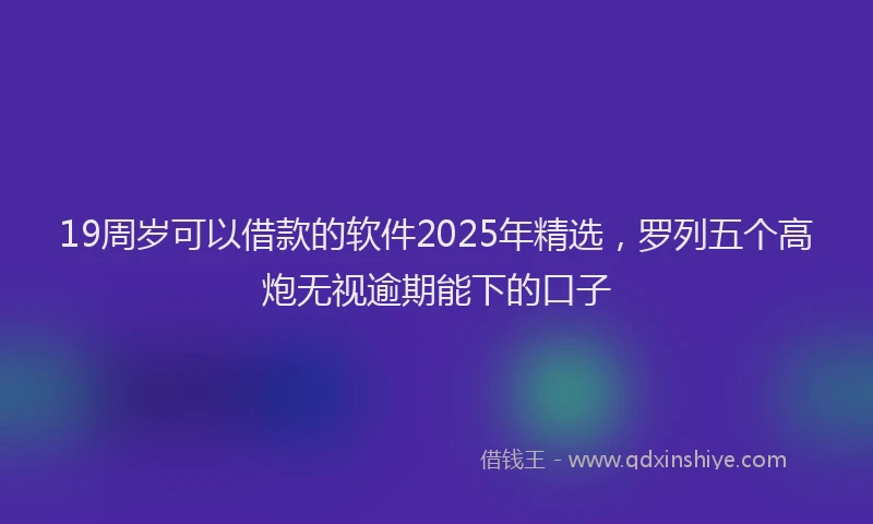 19周岁可以借款的软件2025年精选，罗列五个高炮无视逾期能下的口子