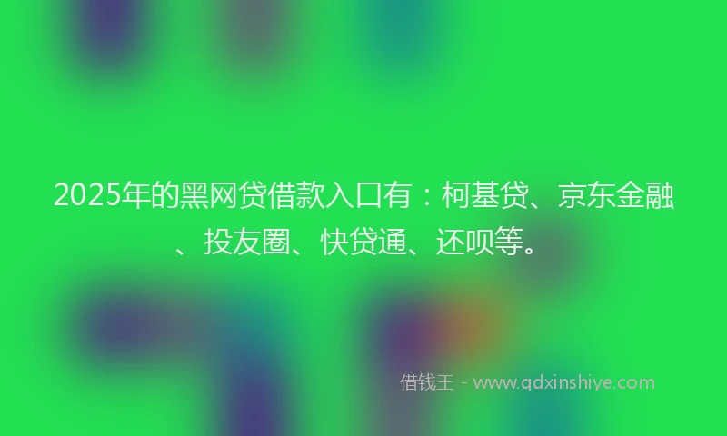 2025年的黑网贷借款入口有：柯基贷、京东金融、投友圈、快贷通、还呗等。