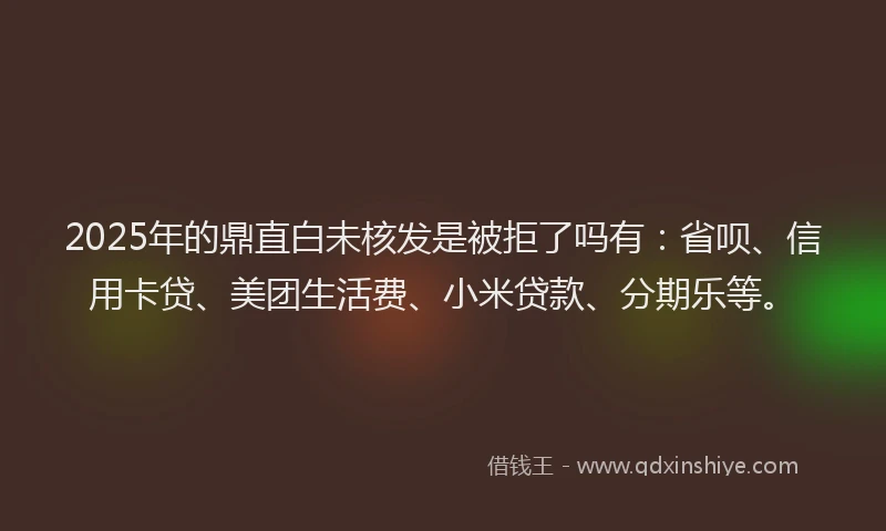 2025年的鼎直白未核发是被拒了吗有：省呗、信用卡贷、美团生活费、小米贷款、分期乐等。
