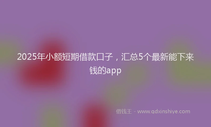 2025年小额短期借款口子，汇总5个最新能下来钱的app