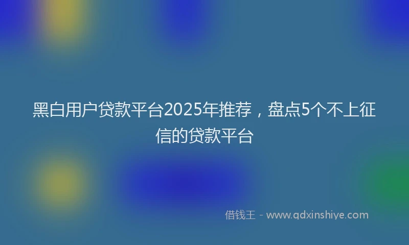 黑白用户贷款平台2025年推荐，盘点5个不上征信的贷款平台