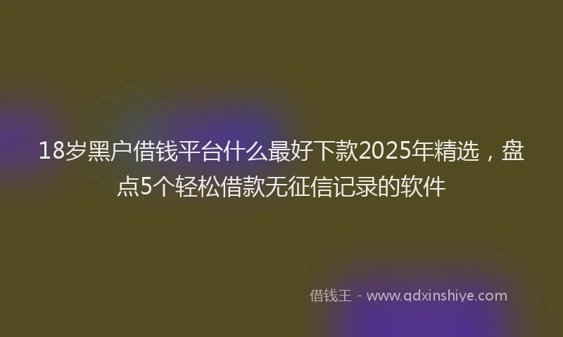 18岁黑户借钱平台什么最好下款2025年精选，盘点5个轻松借款无征信记录的软件