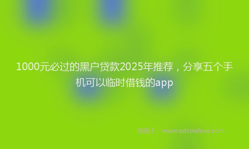 1000元必过的黑户贷款2025年推荐，分享五个手机可以临时借钱的app