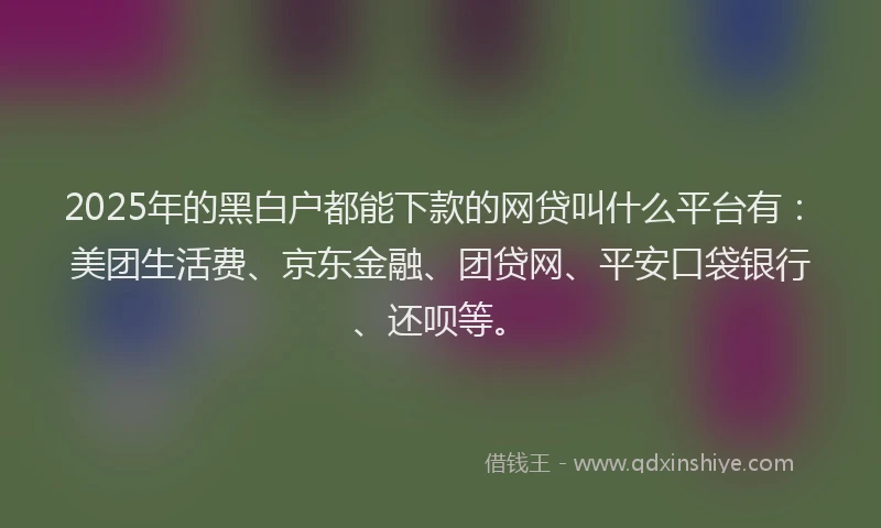 2025年的黑白户都能下款的网贷叫什么平台有：美团生活费、京东金融、团贷网、平安口袋银行、还呗等。