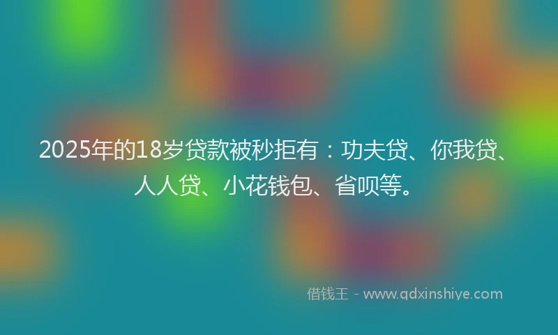 2025年的18岁贷款被秒拒有：功夫贷、你我贷、人人贷、小花钱包、省呗等。