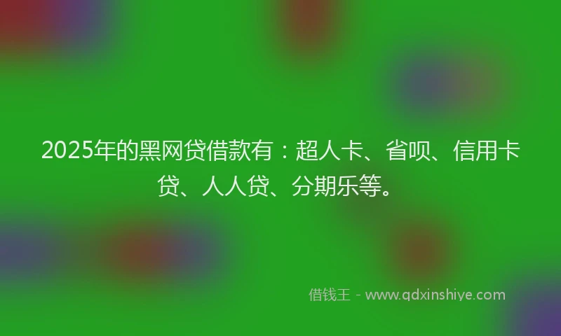 2025年的黑网贷借款有：超人卡、省呗、信用卡贷、人人贷、分期乐等。