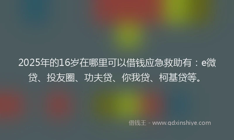 2025年的16岁在哪里可以借钱应急救助有：e微贷、投友圈、功夫贷、你我贷、柯基贷等。