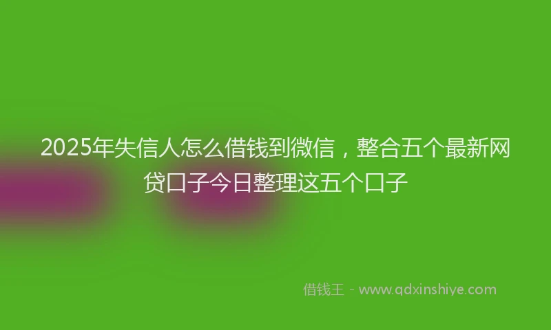2025年失信人怎么借钱到微信，整合五个最新网贷口子今日整理这五个口子