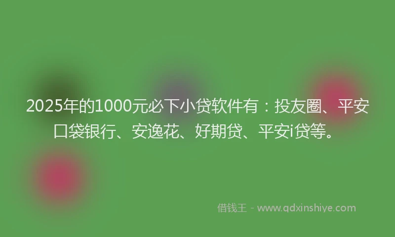 2025年的1000元必下小贷软件有：投友圈、平安口袋银行、安逸花、好期贷、平安i贷等。