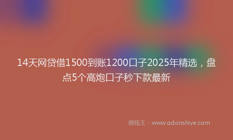 14天网贷借1500到账1200口子2025年精选，盘点5个高炮口子秒下款最新