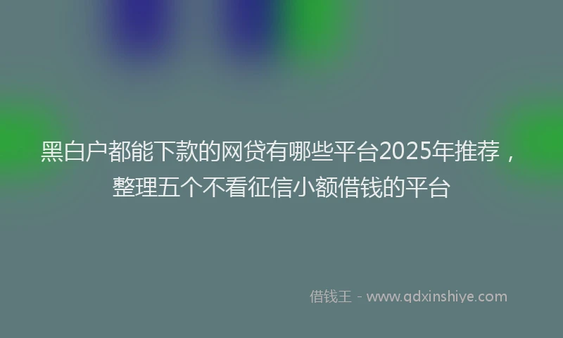 黑白户都能下款的网贷有哪些平台2025年推荐，整理五个不看征信小额借钱的平台
