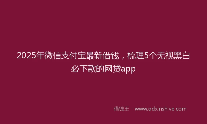 2025年微信支付宝最新借钱，梳理5个无视黑白必下款的网贷app