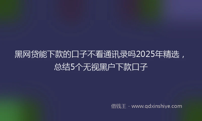黑网贷能下款的口子不看通讯录吗2025年精选，总结5个无视黑户下款口子