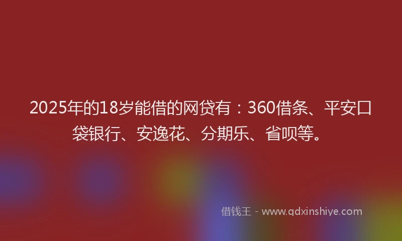 2025年的18岁能借的网贷有：360借条、平安口袋银行、安逸花、分期乐、省呗等。