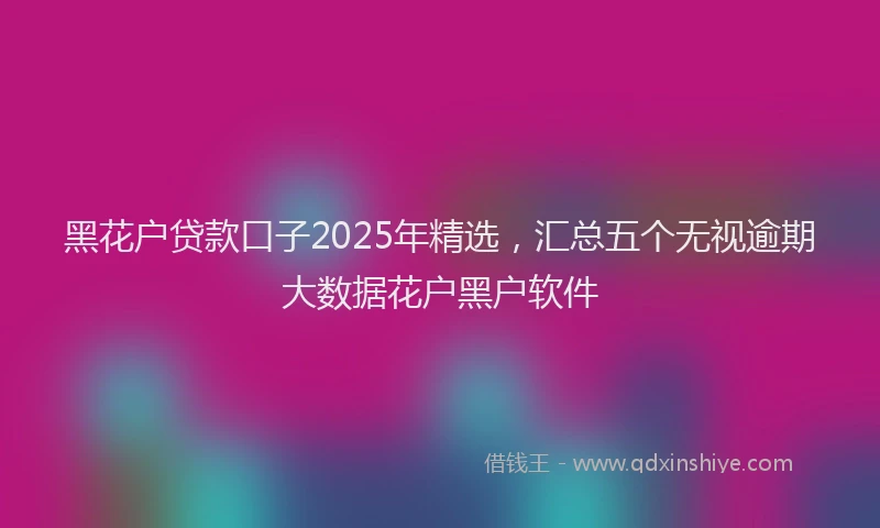黑花户贷款口子2025年精选，汇总五个无视逾期大数据花户黑户软件