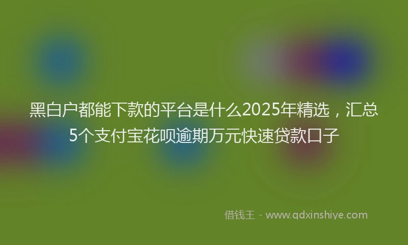 黑白户都能下款的平台是什么2025年精选，汇总5个支付宝花呗逾期万元快速贷款口子